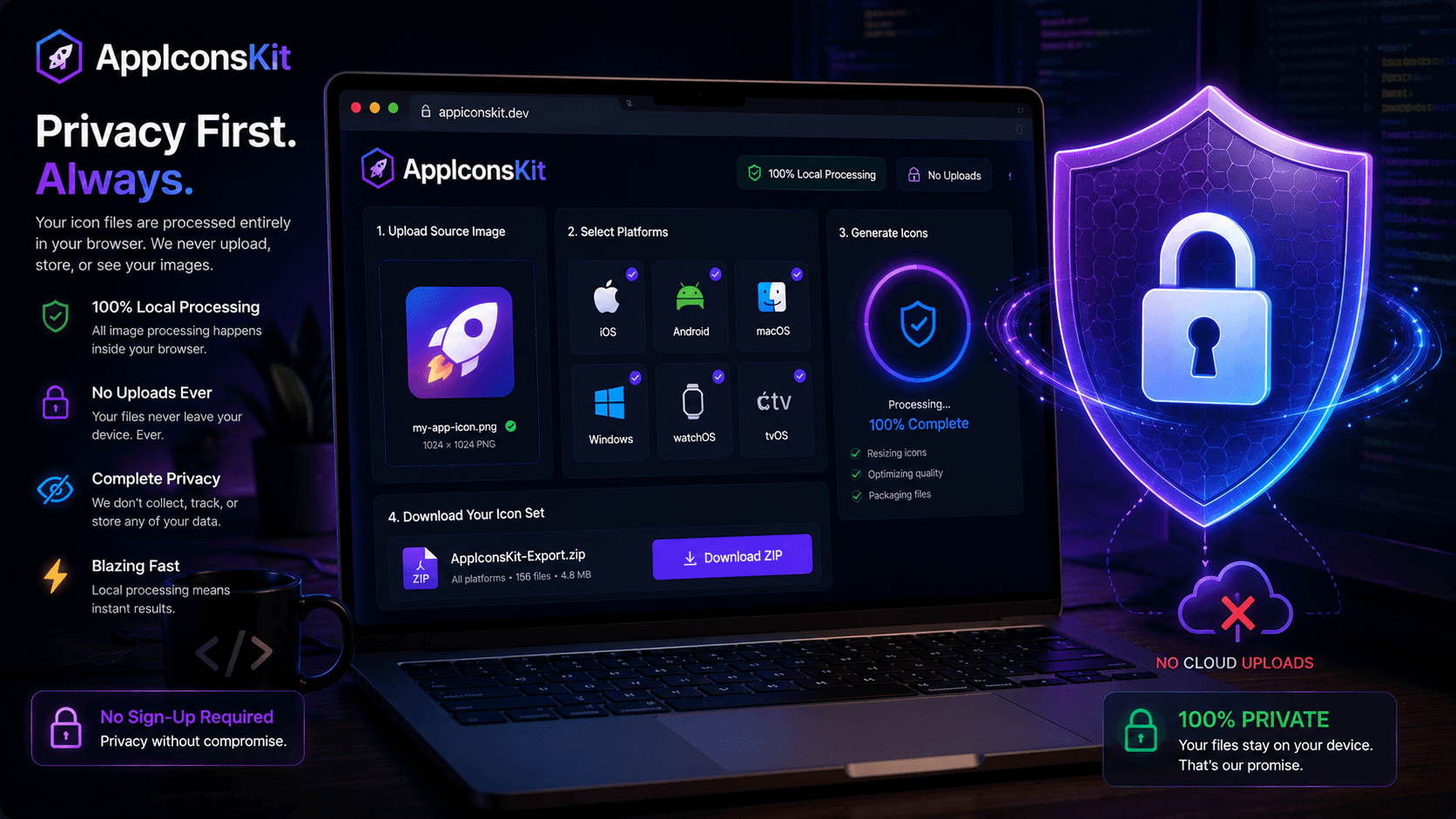 AppIconsKit local processing privacy protection illustration