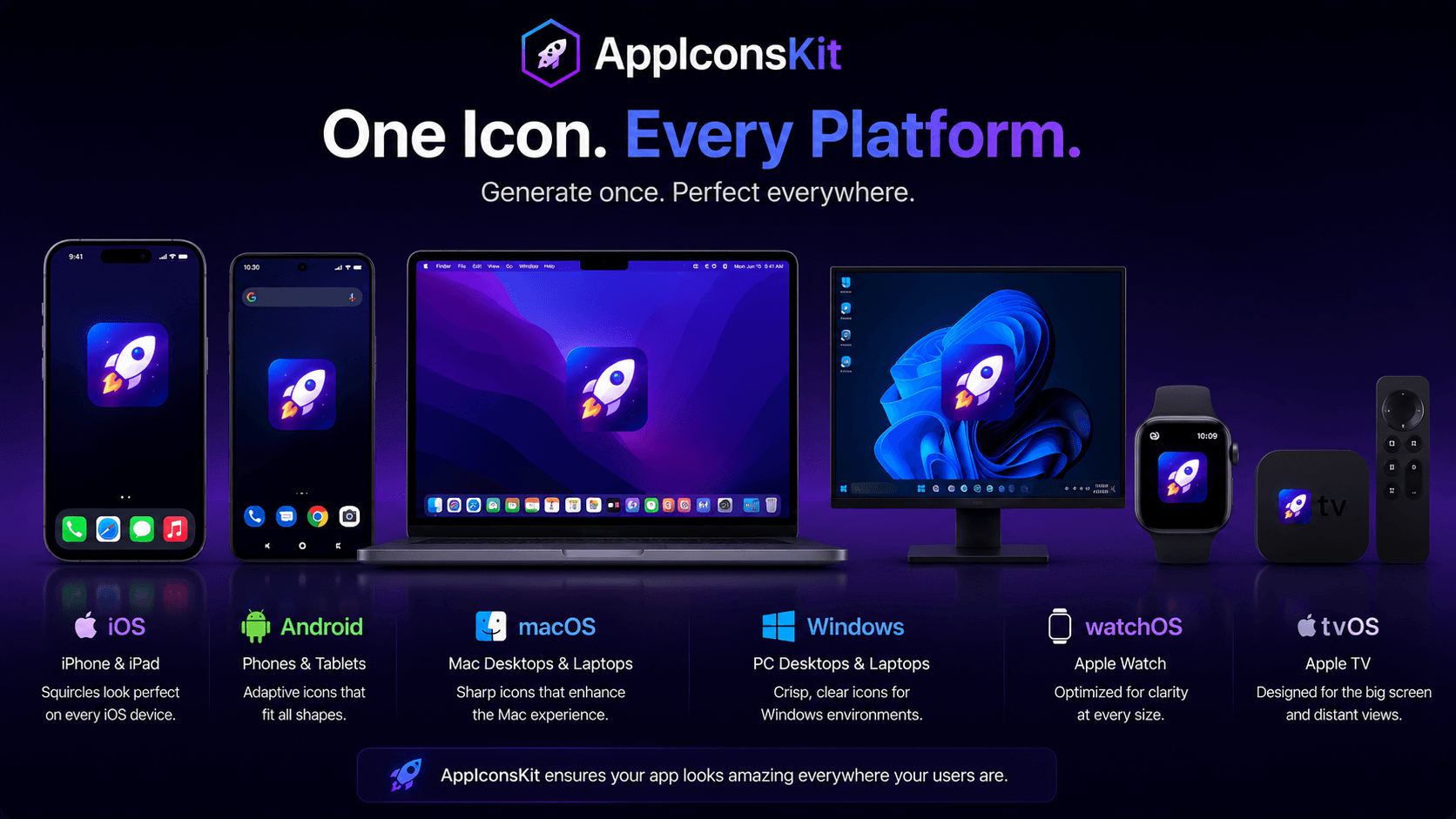 App icon displayed across all Apple and Android devices