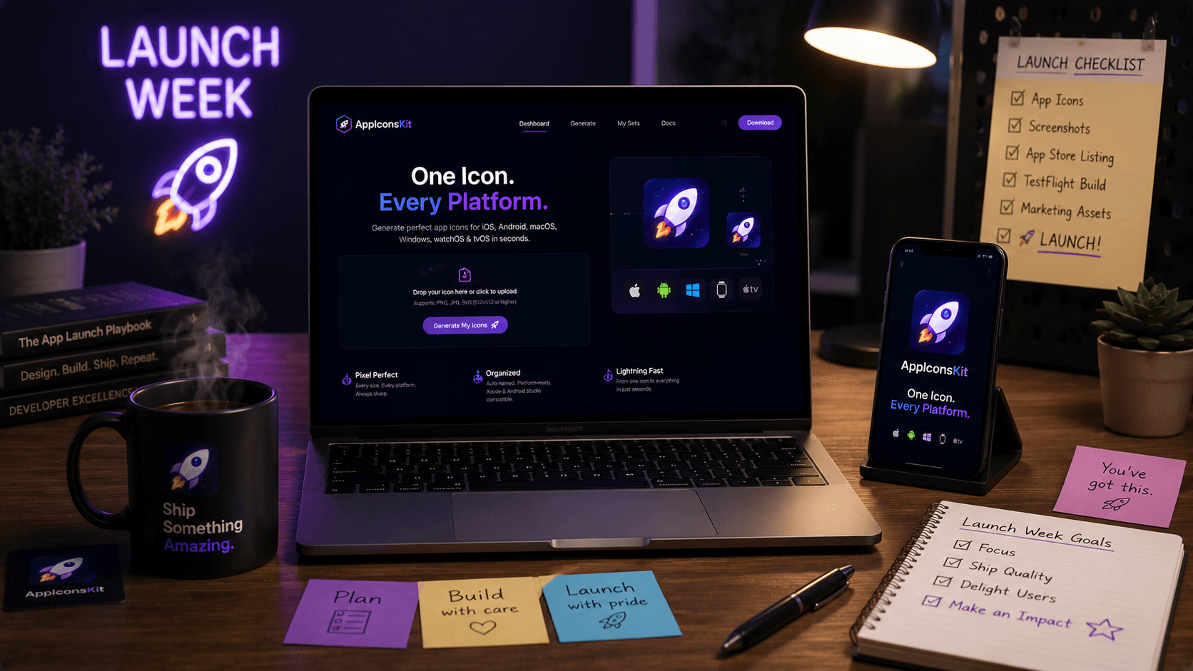 Developer workspace using AppIconsKit during mobile app launch week