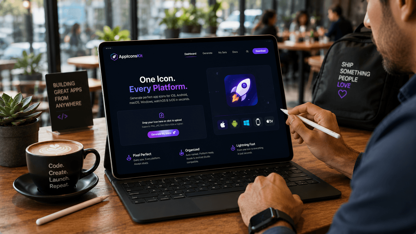AppIconsKit running on iPad tablet generating app icons anywhere