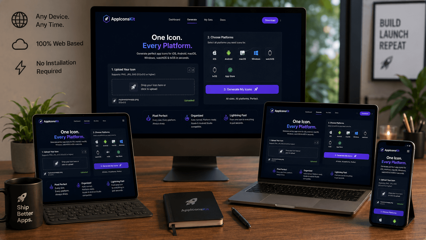 AppIconsKit works on desktop laptop and tablet cross-device